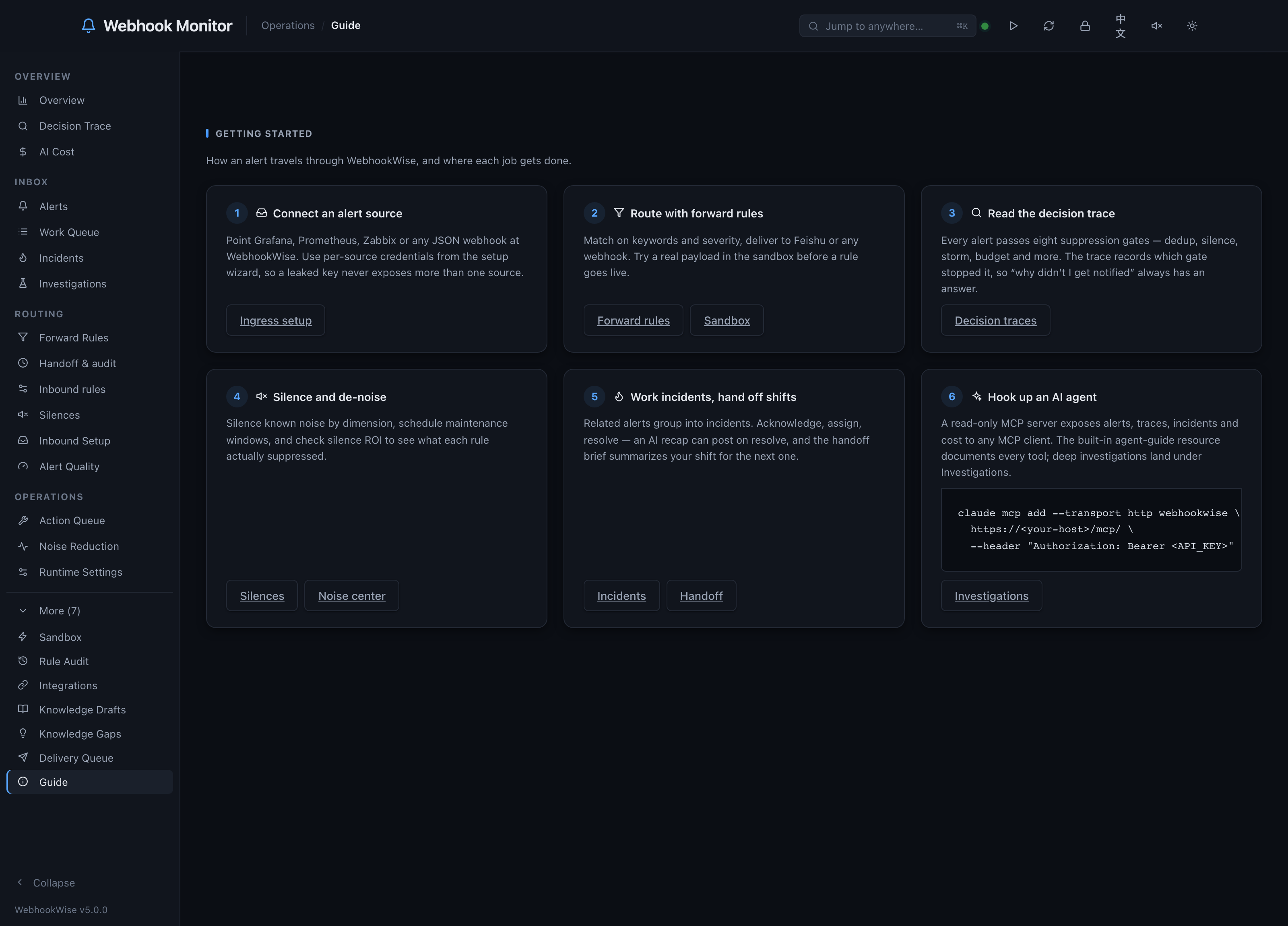 The built-in guide